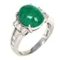 GIA 3.92ct Cabochon Emerald Diamond Platinum Cocktail Ring