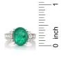 GIA 3.92ct Cabochon Emerald Diamond Platinum Cocktail Ring