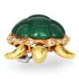 Vintage Diamond Chalcedony 18K Yellow Gold Turtle Brooch Pin