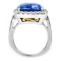 Estate Certified 17.26ct Ceylon Blue Sapphire Diamond White Gold Cushion Cocktail Ring 