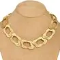 Signed Retro 18K Yellow Gold Fancy Large Textured Link Choker Necklace