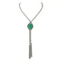 Cabousion Emerald Diamond 18k Gold Tassel Rope Necklace Dover Jewelry