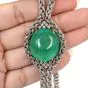 Cabousion Emerald Diamond 18k Gold Tassel Rope Necklace| Dover Jewelry