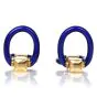 Vintage Retro Blue Enamel 18K Yellow Gold Horsebit Men's Cufflinks