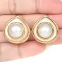 Estate Marina B. mother of pearl  move Pearl 18k Gold clip-on Earrings