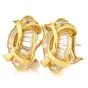 Retro Vintage Diamond 18K Yellow Gold Bypass Oval Clip On Earrings