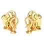 Retro Vintage Diamond 18K Yellow Gold Bypass Oval Clip On Earrings