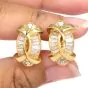Retro Vintage Diamond 18K Yellow Gold Bypass Oval Clip On Earrings