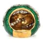 Vintage Retro Diamond Green Enamel 18K Gold Channeled Dome Cocktail Ring