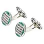Antique Van Cleef & Arpels Diamond Emerald Platinum Round Tuxedo Cufflinks