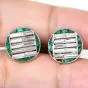 Antique Van Cleef & Arpels Diamond Emerald Platinum Round Tuxedo Cufflinks