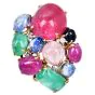 Vintage Seaman Schepps Precious Gemstone Diamond 18K Gold Cluster Brooch