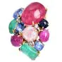 Vintage Seaman Schepps Precious Gemstone Diamond 18K Gold Cluster Brooch