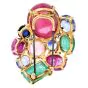 Vintage Seaman Schepps Precious Gemstone Diamond 18K Gold Cluster Brooch