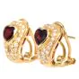 GIA Ruby Diamond 18K Yellow Gold Retro Clip-On Earrings
