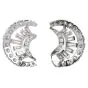 5.40cts Diamond Platinum Round Baguette Diamond Crescent  Earrings 