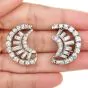 5.40cts Diamond Platinum Round Baguette Diamond Crescent  Earrings 