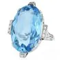 Vintage GIA Ocean Blue 16.83 Carat Aquamarine Diamond 18k Gold Cocktail Ring