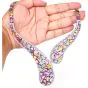 Modern Multicolor Sapphire Diamond 18K White Gold Bypass Cluster Collar Necklace