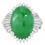 GIA Natural Apple Green  Jade Diamond Platinum Ballerina Cocktail Ring