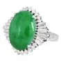 GIA Natural Apple Green  Jade Diamond Platinum Ballerina Cocktail Ring
