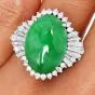 GIA Natural Apple Green  Jade Diamond Platinum Ballerina Cocktail Ring