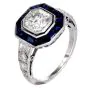 Art Deco Diamond 1.48cts Sapphire Platinum Engagement Ring |Dover Jewelry |