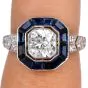 Art Deco Diamond 1.48cts Sapphire Platinum Engagement Ring |Dover Jewelry |