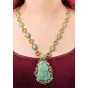 Vintage 1970S  Diamond GIA Natural Ruby Carved Jade Pendant Necklace