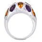 Modern Diamond Amethyst Citrine 18K White Gold Flower Dome Band Ring