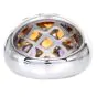 Modern Diamond Amethyst Citrine 18K White Gold Flower Dome Band Ring