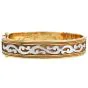 Estate Diamond 18K Gold Filigree Detailed Bangle Bracelet-Dover Jewelry