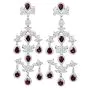 Estate Diamond  Garnet 18K Gold Long Chandelier Dangle Earrings  