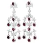 Estate Diamond  Garnet 18K Gold Long Chandelier Dangle Earrings  