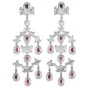 Estate Diamond  Garnet 18K Gold Long Chandelier Dangle Earrings  