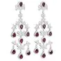Estate Diamond  Garnet 18K Gold Long Chandelier Dangle Earrings  