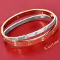 Cartier Double Love Diamond Rose White Gold Bracelet SZ 16