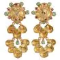 Emerald Ruby Diamond 18K Gold Flower Dangle Earrings