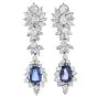 22.77cts No-Heat Sapphire Diamond Platinum  Drop Earrings