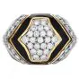 Estate Diamond Onyx 18K Gold Dome Statement Ring- Dover Jewelry
