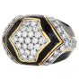 Estate Diamond Onyx 18K Gold Dome Statement Ring- Dover Jewelry
