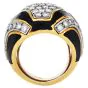 Estate Diamond Onyx 18K Gold Dome Statement Ring- Dover Jewelry
