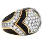 Estate Diamond Onyx 18K Gold Dome Statement Ring- Dover Jewelry
