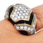 Estate Diamond Onyx 18K Gold Dome Statement Ring- Dover Jewelry
