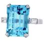Vintage GIA 19.58 cts Aquamarine Diamond Platinum Cocktail Ring
