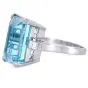 Vintage GIA 19.78 cts Aquamarine Diamond Platinum Cocktail Ring