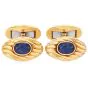 Asprey Vintage Cabochon Sapphire 18K Gold Oval Cuff Links-Dover Jewelry
