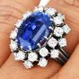 Sri Lanka GIA No Heat Sapphire 10.50cts Diamond Platinum Engagement Ring|DoverJewelry|