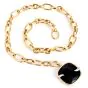 Pomellato Victoria Cushion-Cut  Black Jet  18K  Gold Chain Link Necklace