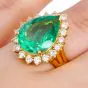 GIA Colombian Emerald 8.95cts Diamond Halo 18K Engagement Ring|Dover Jewelry|